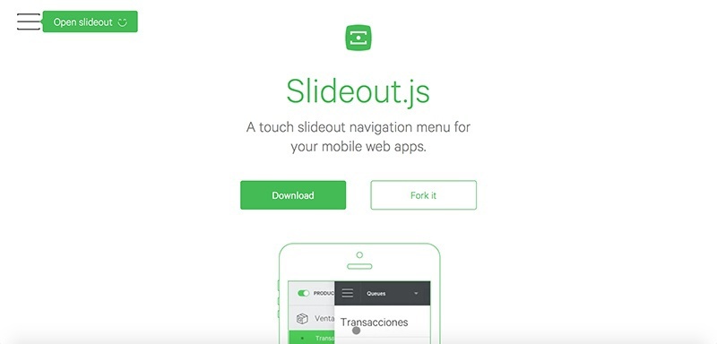 Slideout.js - библиотека для создания бокового меню