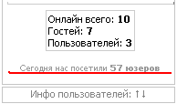 Скрипт `Сегодня нас посетили XX юзеров`